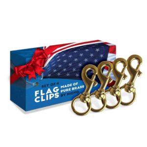 Flag Clips for Rope 4-Pack - Durable 3.2” Bronze Brass Snap Clip with Swivel Eyelet - Best for Flag Poles with Halyard Rope - 4 PCS Flag Pole Clips by Hieno Supplies