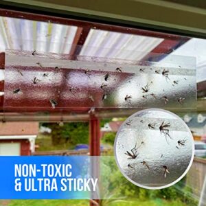 Garsum Window Fly Traps Indoor, Fly Paper Bug Sticky Strips, House Fly Killer Window Decal Non-Toxic,4 Piece per Pack Total 12 Pices