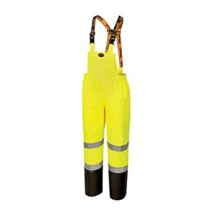 pioneer ripstop high visibility bib pan safety rain gear, hi vis, waterproof, reflective, work overalls for men, orange, yellow/green, v1200461u-2xl