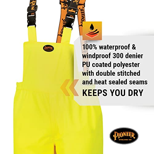 Pioneer Ripstop High Visibility Bib Pan Safety Rain Gear, Hi Vis, Waterproof, Reflective, Work Overalls for Men, Orange, Yellow/Green, V1200461U-2XL