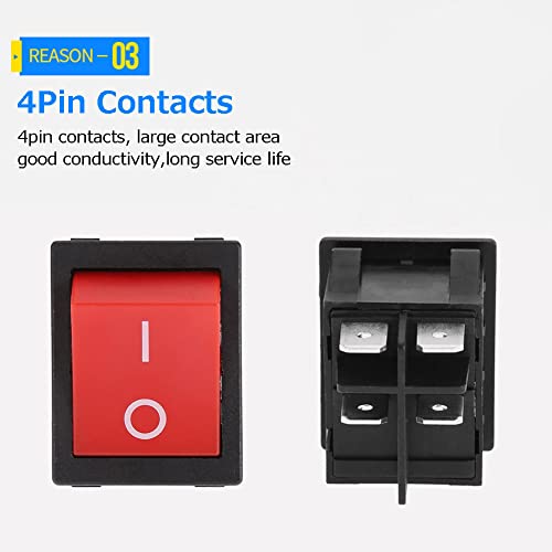 ON-Off 4 Pin Rocker Boat Switch,30A Welder Welding Machine 4-Pin Boat Type ON/OFF Rocker Switch,IP65 Waterproof and Dustproof(1PCS)