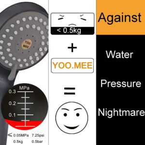 YOO.MEE High Pressure Handheld Shower Head with Powerful Shower Spray against Low Pressure Water Supply Pipeline, Multi-functions, w/Anti-Twist Hose, Bracket, Flow Regulator, Dark Oil Rubbed Bronze