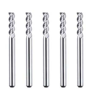 spetool 1/8 end mills for aluminum 3 flutes cnc spiral router bits for aluminum cut non-ferrous metal upcut 1.5 inches long 5 pieces