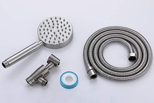 100% Metal Hand Held Shower Head with Hose | Detachable Shower Heads with Handheld Spray | Adjustable Bracket Holder | Extra Long 75" Inch Stainless-Steel Hose | Brushed Nickel