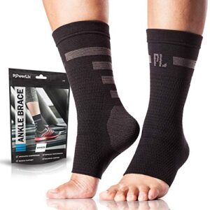 powerlix ankle orthopedic brace compression support sleeve (pair) for arthritis,pain relief,plantar fasciitis,tendon,tendonitis,swelling,muscle (black-2, large)