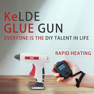 KeLDE Cordless Hot Glue Gun Kit, 30 Seconds Heating Time 3.7V Li-ion Battery Rechargeable Glue Gun, with USB Cable and Plug, Fine Tip Nozzle, Includes 20pcs 0.6x0.27” Hot Glue Sticks