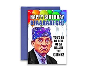 prison mike michael scott inspired birthday folded card 5x7 inches w/envelope