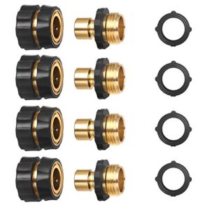 styddi garden hose quick release connect coupler, metal hose fitting quick connector 3/4" ght male and female - no leaks water hoses quick disonnect adapter, 4 set