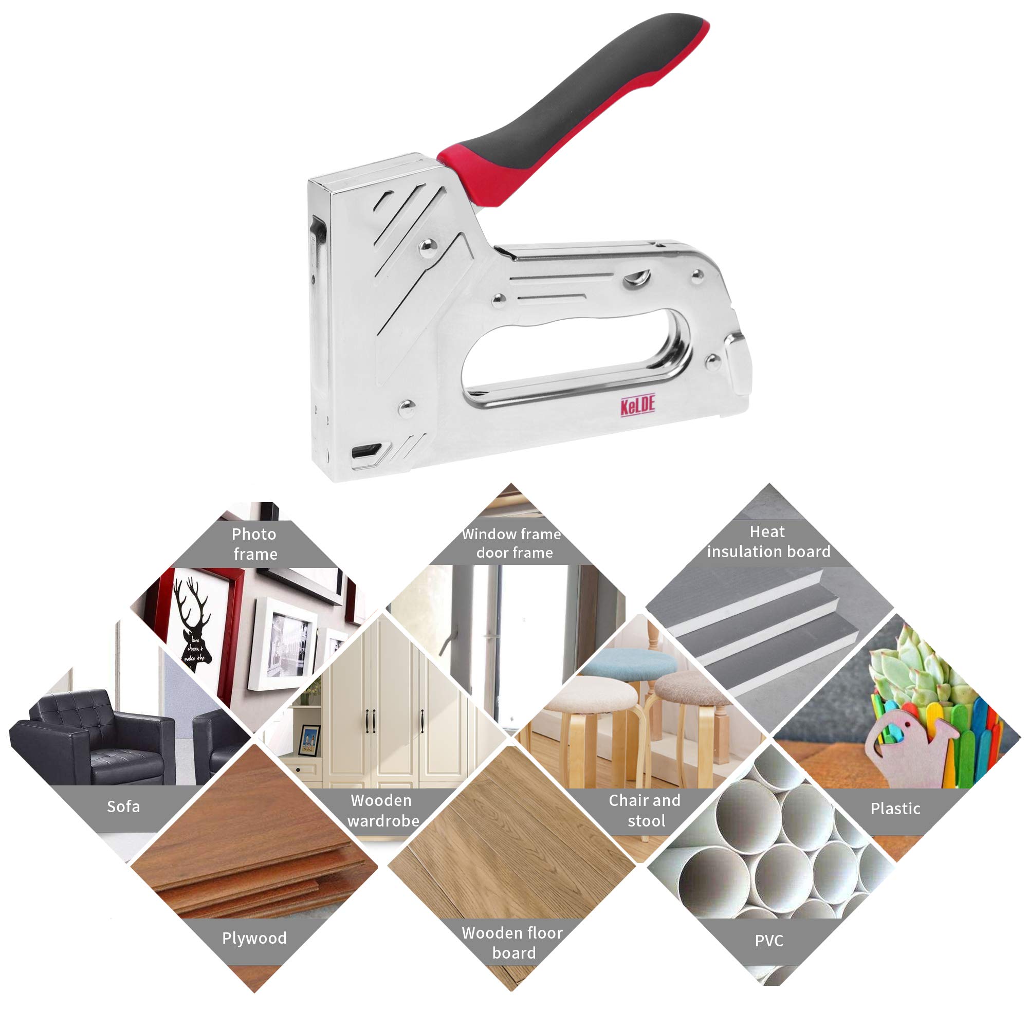 T50 Staple Gun Heavy Duty Kit - KeLDE 2 in 1 Upholstery Manual Stapler/Nail Gun with 1500pcs Staples and Brad Nails for Wood, Craft, DIY, Furniture, Carpentry, Decoration