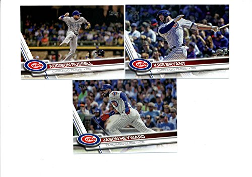 2017 Topps Chicago Cubs Complete Master Team Set of 41 Cards (Series 1, 2, Update): Kris Bryant(#1), Jason Hammel(#2), Jake Arrieta(#18), Aroldis Chapman(#39), Chicago Cubs(#72), Kyle Schwarber(#73), Addison Russell(#78), Kyle Hendricks(#113), Jon Lester(