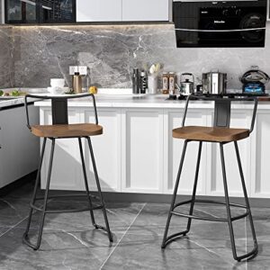 andeworld 24" bar stools set of 2 swivel counter height stools with backrests indurstrial metal bar stools