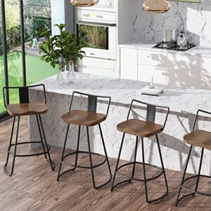 Andeworld 24" Bar Stools Set of 2 Swivel Counter Height Stools with Backrests Indurstrial Metal Bar Stools