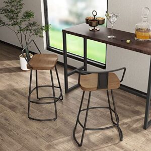 Andeworld 24" Bar Stools Set of 2 Swivel Counter Height Stools with Backrests Indurstrial Metal Bar Stools