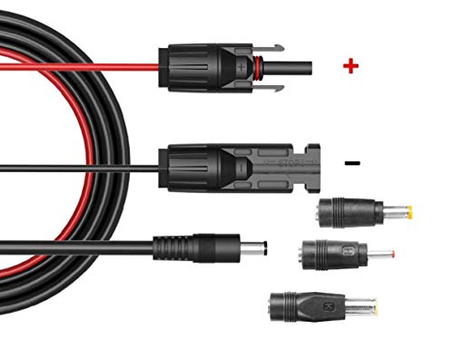 Solar Panel Connectors Compatible with MC-4 Solar Connectors to DC Extension Cable 16AWG with DC 5.5mmx2.1mm, DC3.5x1.35mm,DC5.5x2.5mm and DC8mm Adapter for Portable Power Station Solar Generators