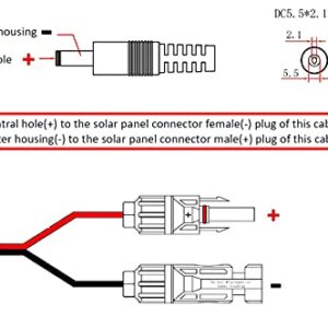 Solar Panel Connectors Compatible with MC-4 Solar Connectors to DC Extension Cable 16AWG with DC 5.5mmx2.1mm, DC3.5x1.35mm,DC5.5x2.5mm and DC8mm Adapter for Portable Power Station Solar Generators