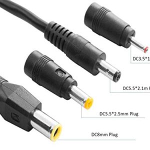 Solar Panel Connectors Compatible with MC-4 Solar Connectors to DC Extension Cable 16AWG with DC 5.5mmx2.1mm, DC3.5x1.35mm,DC5.5x2.5mm and DC8mm Adapter for Portable Power Station Solar Generators