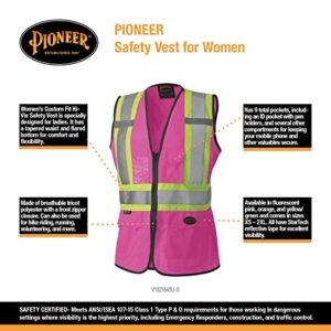 Pioneer Safety Vest for Women – 9 Pockets - Hi-Vis StarTech Reflective Tape - Class 2 ANSI - (Multiple Colors)