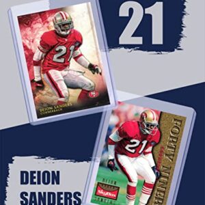 Deion Sanders Football Cards (5) Assorted Bundle - Dallas Cowboys Trading Card Gift Set