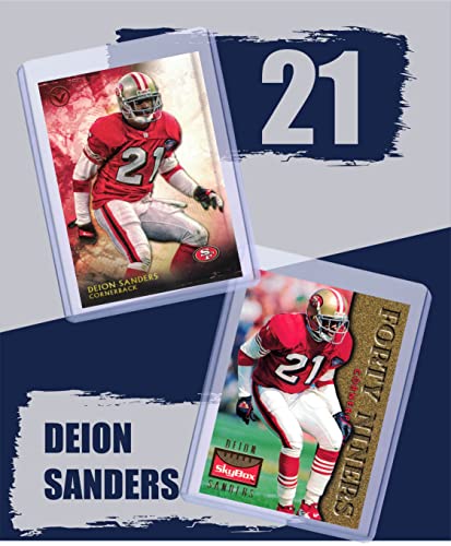 Deion Sanders Football Cards (5) Assorted Bundle - Dallas Cowboys Trading Card Gift Set