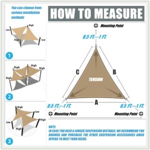 Amgo 12' x 12' x 12' Grey Triangle Sun Shade Sail Outdoor Canopy Awning UPF50+ AGTAPT12, 95% UV Blockage, Water & Air Permeable, Commercial Standard Heavy Duty (We Make Custom Size)