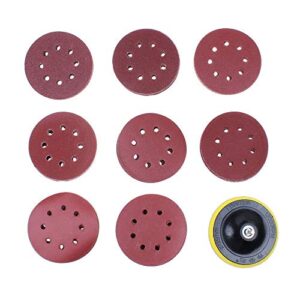 80 Pack 5 inch Sanding Discs Kit 8 Hole Sander for Drill Polishing Pad Hook and Loop Plate 60 80 120 180 240 400 600 800 Grit Sandpaper Abrasive Tool