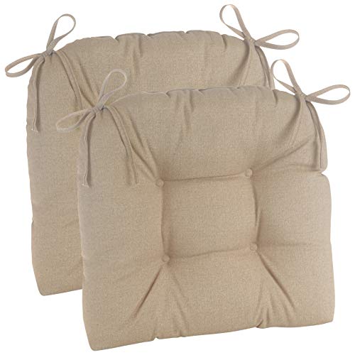 Klear Vu Wicker Solarium Indoor and Outdoor Chair Cushions for Patio Furniture, Kitchen and Dining Room, Water-Resistant Seat Pads, 19x18 Inches, 2 Count (Pack of 1), Husk Birch