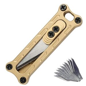 mini brass rapid utility knife, portable tool paper cutter, hang able keychain,with retractable