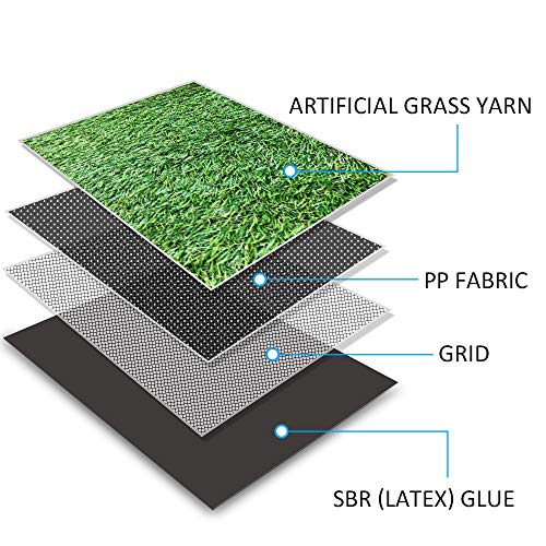 Petgrow Deluxe Realistic Artificial Grass Turf 3.3FTX5FT, 70 oz Face Weight /Drainage Holes / Rubber Backing, Indoor Outdoor Pet Faux Synthetic Grass Astro Rug Carpet for Garden Backyard Patio Balcony