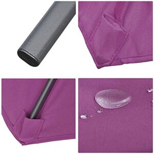 Chi Mercantile Outdoor Living Patio Market Round 9 Ft. 8-Rib Umbrella Tilt System Hand Crank Sun Shade Water and Fade Resistant (Purple)