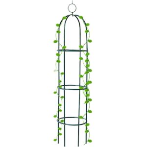 tower obelisk garden trellis 100% metal 6.3 feet tall plant support for climbing vines and flowers stands,black green lightweight plant tower