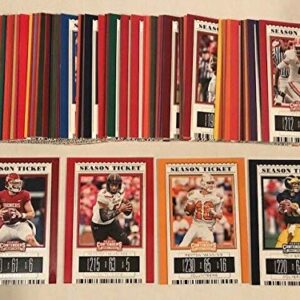 2019 Panini Contenders Season Tickets Complete Hand Collated NCAA Football Set of 100 Cards - Includes cards of NFL Superstars Alvin Kamara, Tom Brady, Aaron Rodgers, Peyton Manning, Saquon Barkley, Patrick Mahomes, Lamar Jackson and Josh Allen.