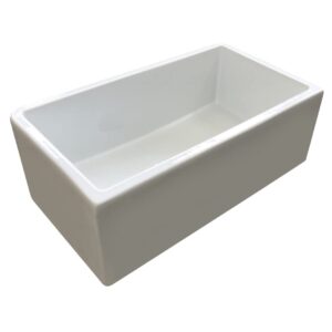 Moccoa 33" Venezia Fireclay Kitchen Sink, Reversible Single Bowl Farmhouse Sink White