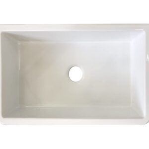 Moccoa 33" Venezia Fireclay Kitchen Sink, Reversible Single Bowl Farmhouse Sink White