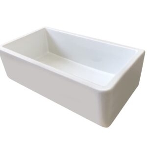 Moccoa 33" Venezia Fireclay Kitchen Sink, Reversible Single Bowl Farmhouse Sink White