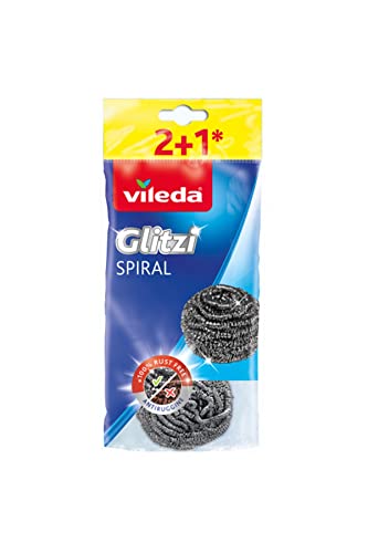 Vileda INOX Spirale 2+1 Sponges, Multicoloured, Pack of 3