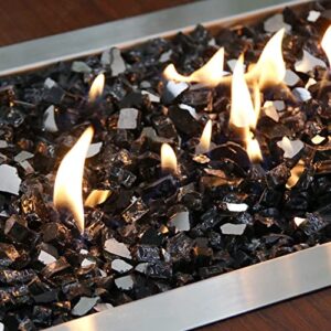 Utheer Fire Pit Rock for Fireplace, 1/2 Inch Black Reflective Fire Glass for Propane Fire Pit, Fire Pit Glass Rocks Safe for Outdoors and Indoors Gas Fire Pit, 10 lbs