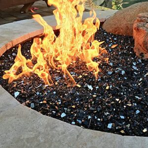 Utheer Fire Pit Rock for Fireplace, 1/2 Inch Black Reflective Fire Glass for Propane Fire Pit, Fire Pit Glass Rocks Safe for Outdoors and Indoors Gas Fire Pit, 10 lbs
