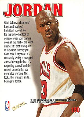 1997-98 Z-Force Basketball #190 Michael Jordan Chicago Bulls ZUP Official NBA Trading Card From Fleer Skybox