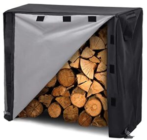 firewood cover,log rack cover,heavy duty waterproof [4 feet] firewood rack snow protector with durable fabric fits for 4 seasons, l48xw24xh42 inches