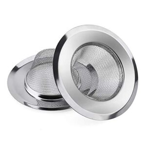 2 pack - 2.13" top / 1" basket- sink strainer bathroom sink, utility, slop, laundry, rv and lavatory sink drain strainer hair catcher. 1/16" holes. stainless steel