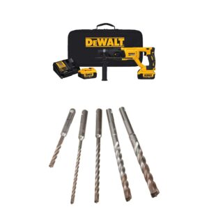 dewalt dch133m2 20v max xr brushless 1" d-handle rotary hammer kit with dewalt dw5470 5-piece rock carbide sds plus hammer bit set