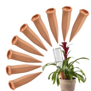 family plant watering stakes 10pcs automatic plant waterers for vacations plant watering devices terracotta self waterinq spikes for wine bottles great for indoor & outdoor plants