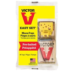 victor easy set mouse trap 4 pack m033 - wooden easy set mouse trap - prebaited, 16 traps total