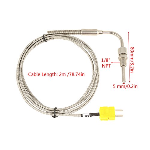 Thermocouple for Furnace, K Type Thermocouple Probe, EGT Thermocouple, EGT K Type Thermocouple Thermocouple Temperature Sensors for Exhaust Gas Temp Probe with 1/8inch NPT Threads Exposed