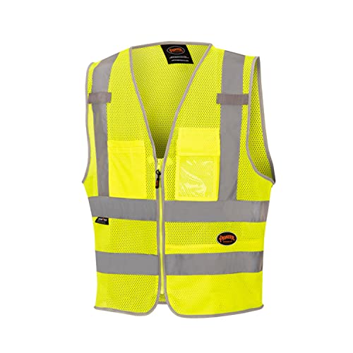 Pioneer Safety Vest for Men – Hi Vis Reflective Mesh Neon with 8 Pockets, Zipper Closure for Construction, Traffic, Security Work – Orange, Yellow/Green, V1025260U