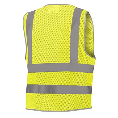 Pioneer Safety Vest for Men – Hi Vis Reflective Mesh Neon with 8 Pockets, Zipper Closure for Construction, Traffic, Security Work – Orange, Yellow/Green, V1025260U