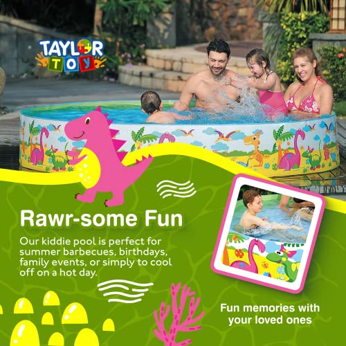 Taylor Toy Kiddie Pool, Splash Pool, Toddler Pool, Kids Pool, Easy Setup, Foldable, Ball Pit, Portable, Water Play, Non-Inflatable, Dinosaur, 203 Gallon