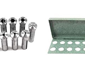 HHIP 4951-0008 11 Piece R8 Collet Set and 12 Piece Collet Rack