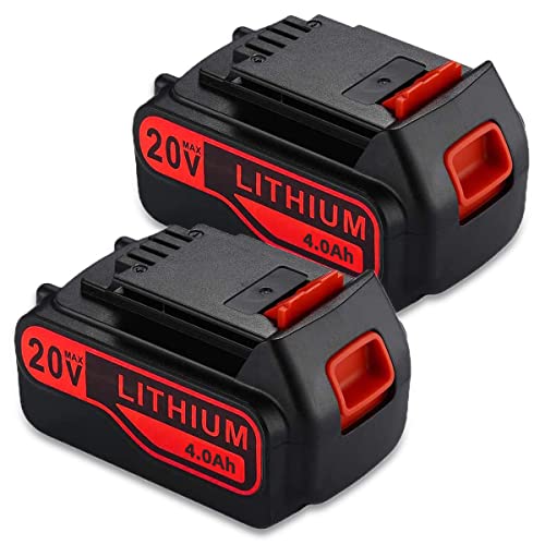 2 Pack 4.0Ah 20V LBXR20 Lithium Battery Replacement for Black and Decker 20Volt Max LBXR20 LB20 LBX20 LBXR2020 LBX4020 LB2X4020-OPE LBXR20-OPE Power Tools