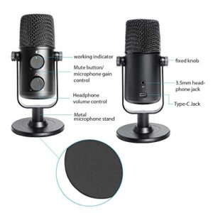 MAONO USB Microphone for Recording, Streaming, Gaming, Podcasting, Cardioid Condenser Mic with Zero Latency Monitoring, Mute, Volume, Mic Gain, Plug & Play for PC, Computer, Mac, AU-902